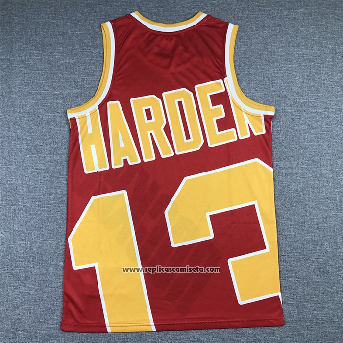 Camiseta Houston Rockets James Harden #13 Mitchell & Ness Big Face Rojo
